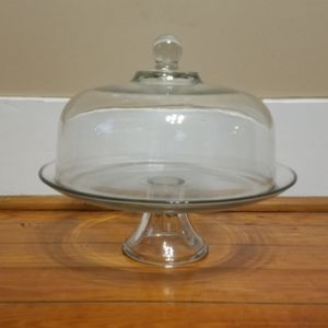 Glass cake plate stand w/ dome lid